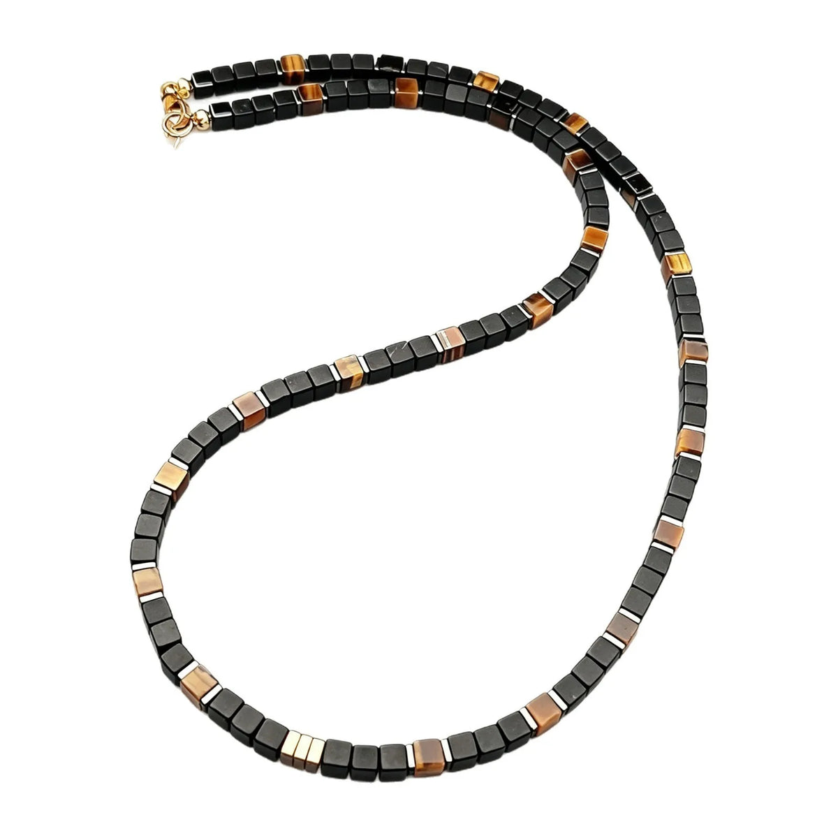 Tiger Eye & Obsidian Necklace