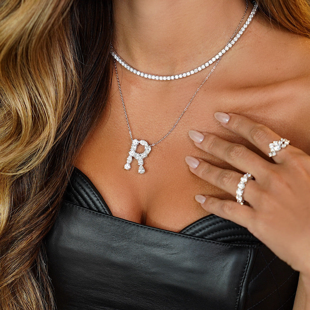 Moissanite Initial Necklace