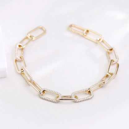 Rectangle Paperclip Bracelet -  Lab Diamond