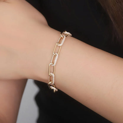 Rectangle Paperclip Bracelet -  Lab Diamond