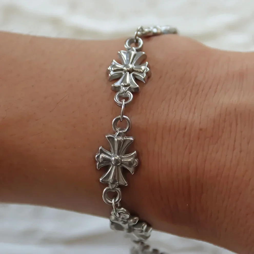 Royal Chrome Cross Bracelet