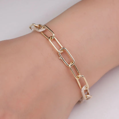 Rectangle Paperclip Bracelet -  Lab Diamond