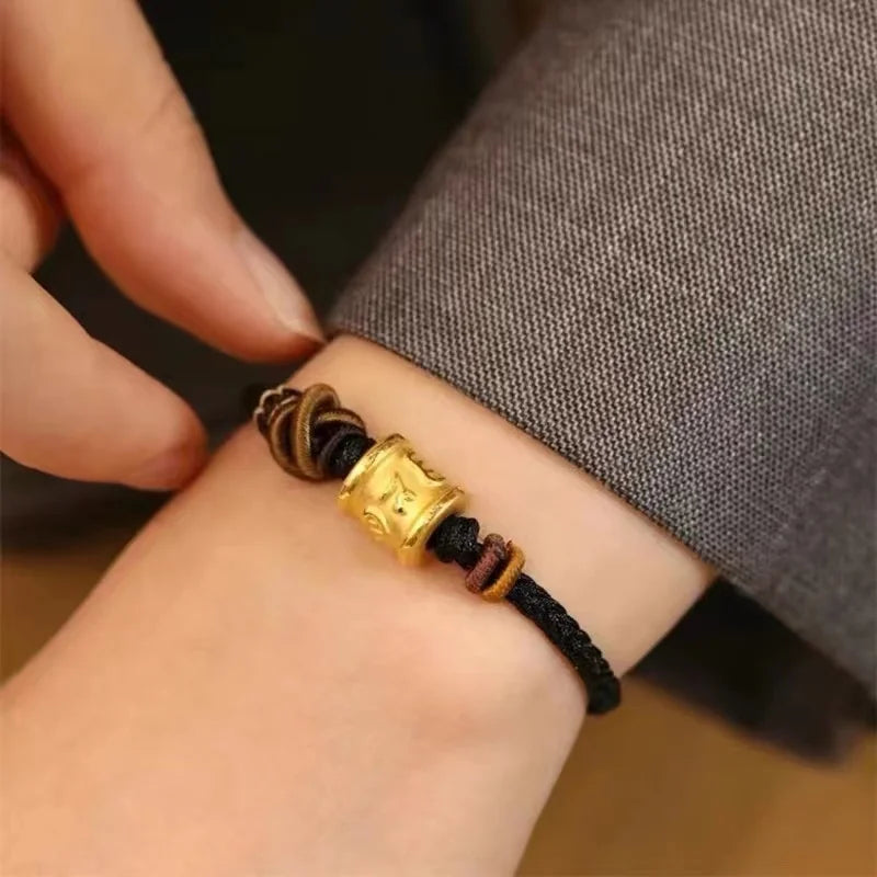 100% Genuine 24K Yellow Gold - 3D Six Sutra Bracelet