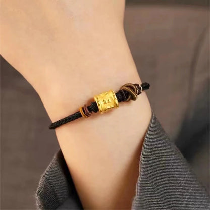 100% Genuine 24K Yellow Gold - 3D Six Sutra Bracelet