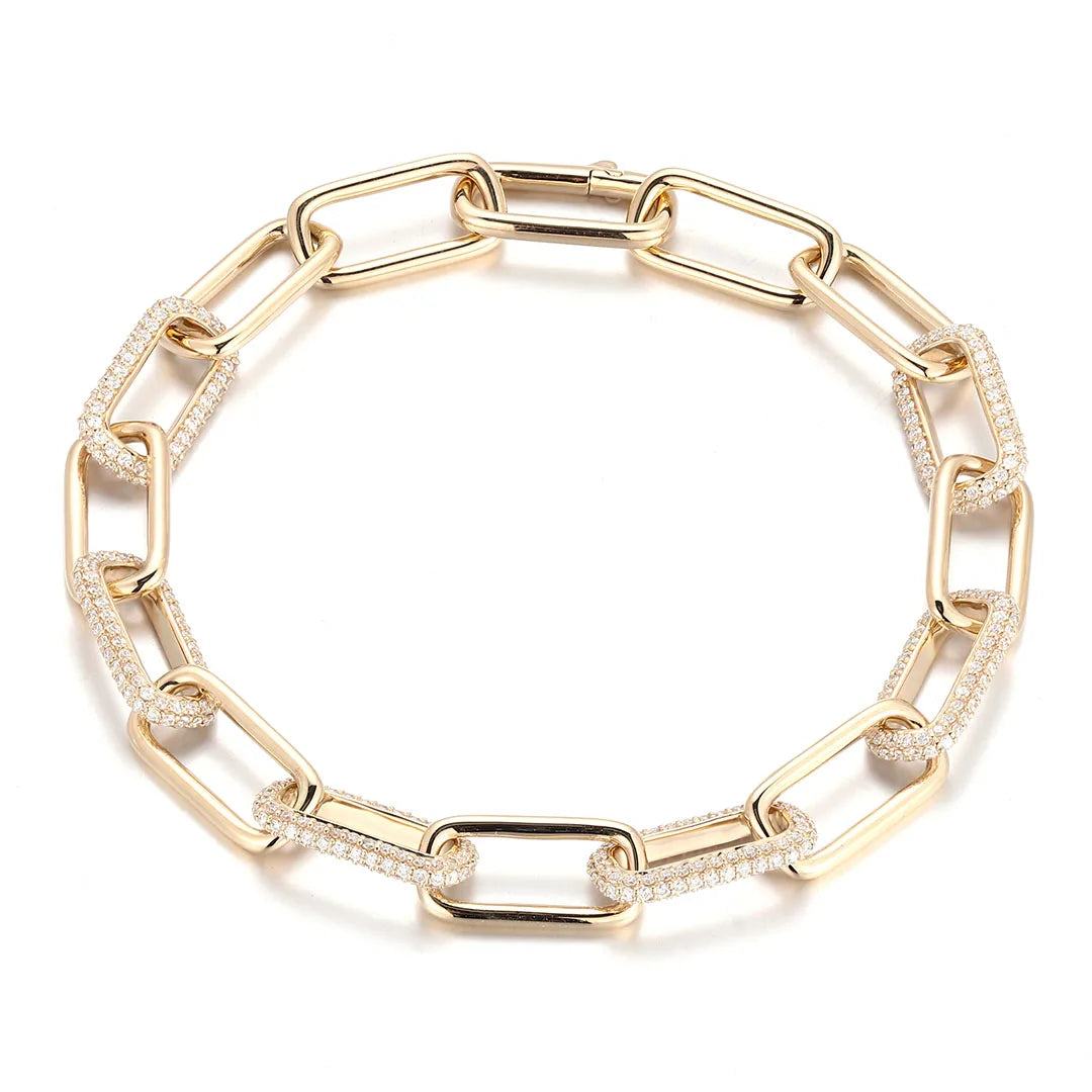 Rectangle Paperclip Bracelet -  Lab Diamond
