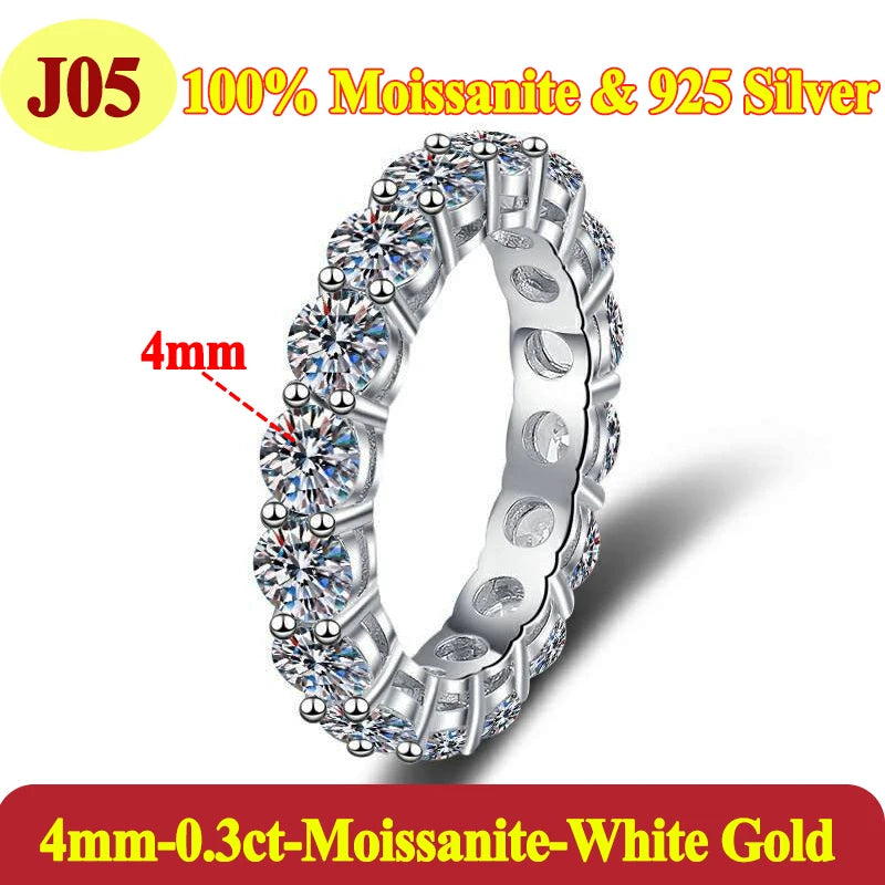 Moissanite Rings - 925 Sterling Silver