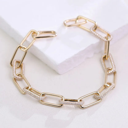 Rectangle Paperclip Bracelet -  Lab Diamond