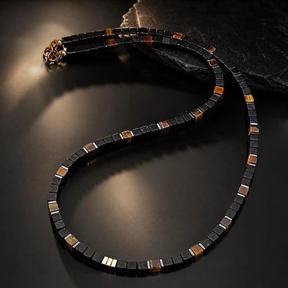 Tiger Eye & Obsidian Necklace
