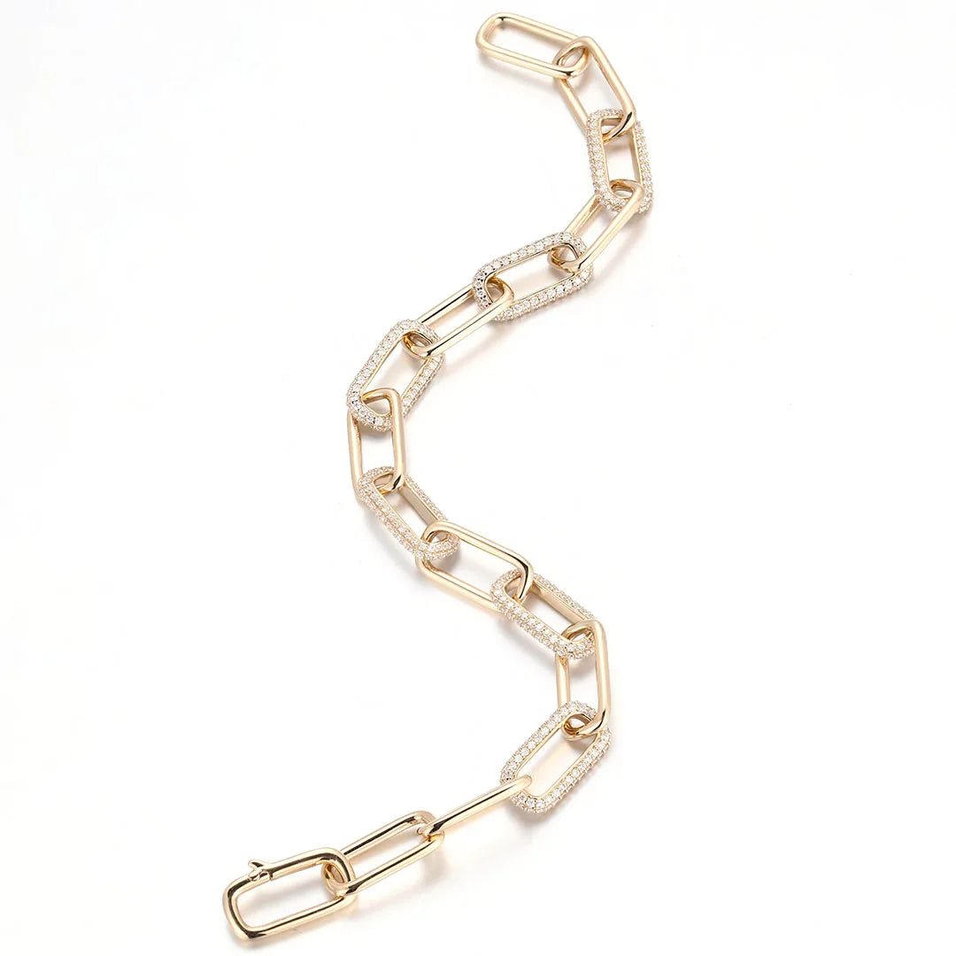 Rectangle Paperclip Bracelet -  Lab Diamond