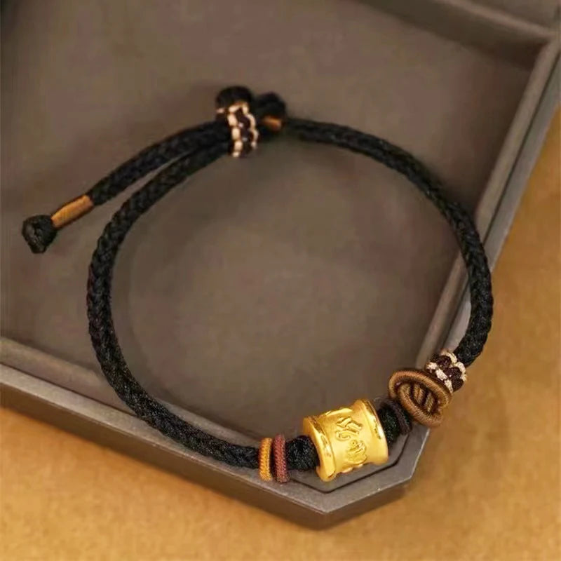 100% Genuine 24K Yellow Gold - 3D Six Sutra Bracelet