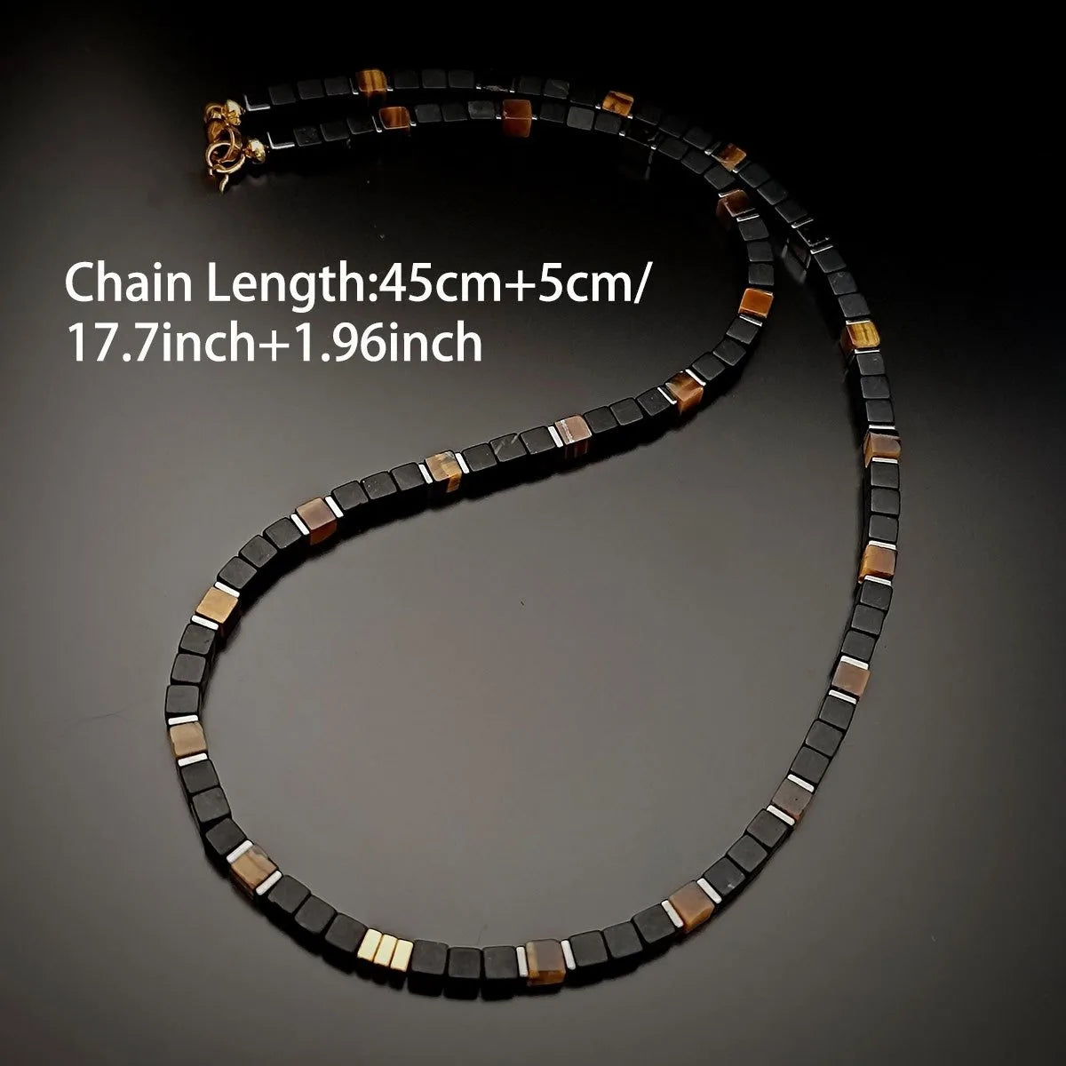Tiger Eye & Obsidian Necklace