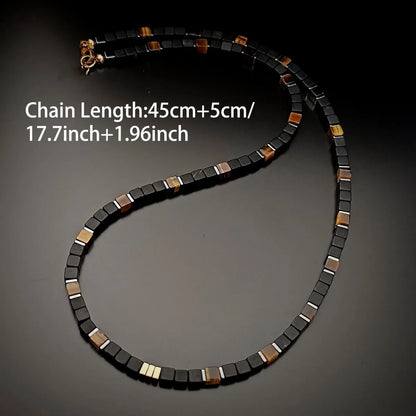 Tiger Eye & Obsidian Necklace