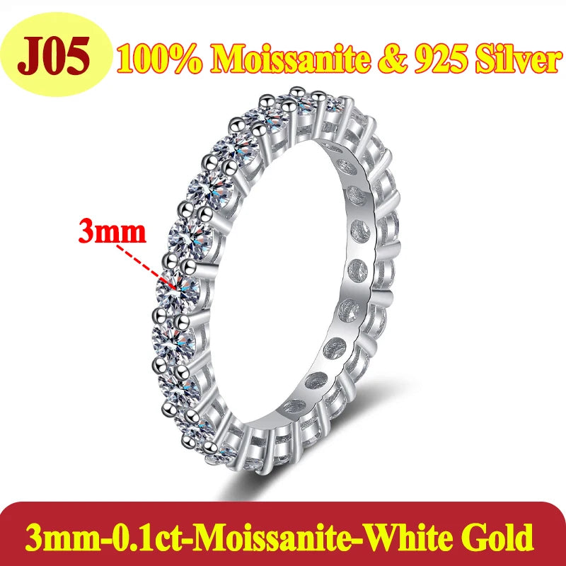 Moissanite Rings - 925 Sterling Silver