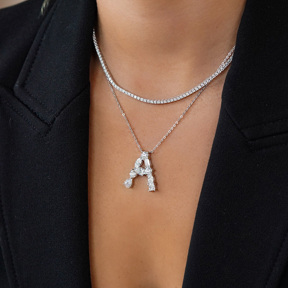 Moissanite Initial Necklace