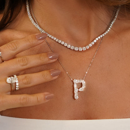 Moissanite Initial Necklace